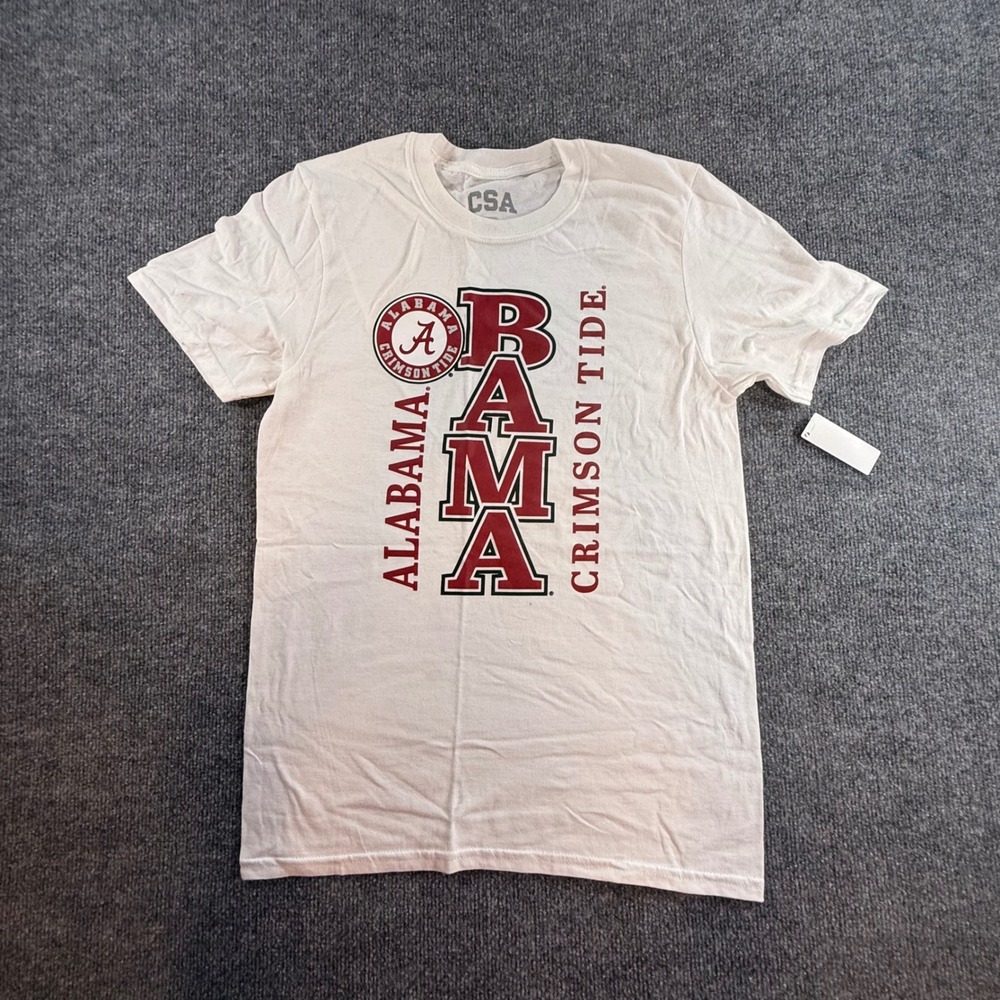 Alabama Crimson Tide BAMA Graphic T-Shirt White Small CSA NCAA Fan Gear NWT